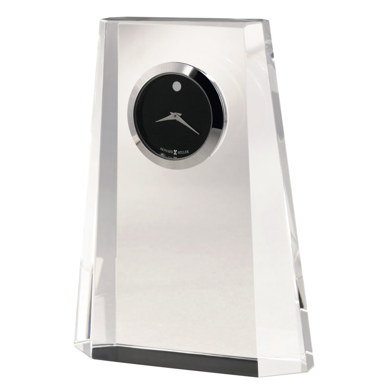 Paragon Modern & Contemporary Roman Numeral Crystal Quartz Movement / Crystal Tabletop Clock in Clear/Silver/Black