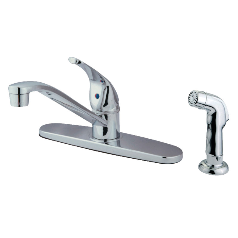 Kingston Brass One-Handle 4-Hole 8" Centerset Kitchen Faucet with Side Sprayer