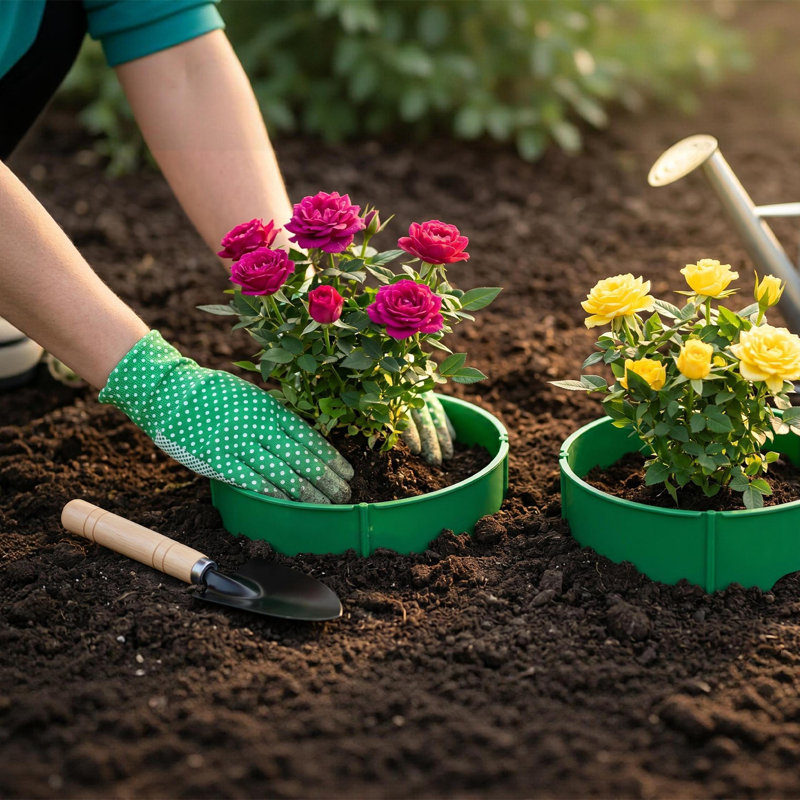 Anneaux de culture 10 po réglables avec pelle à main, anneaux de protection des plantes emboîtables