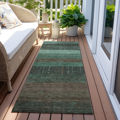 Machine Washable Indoor/Outdoor Claudian ACN1572 Teal Rug