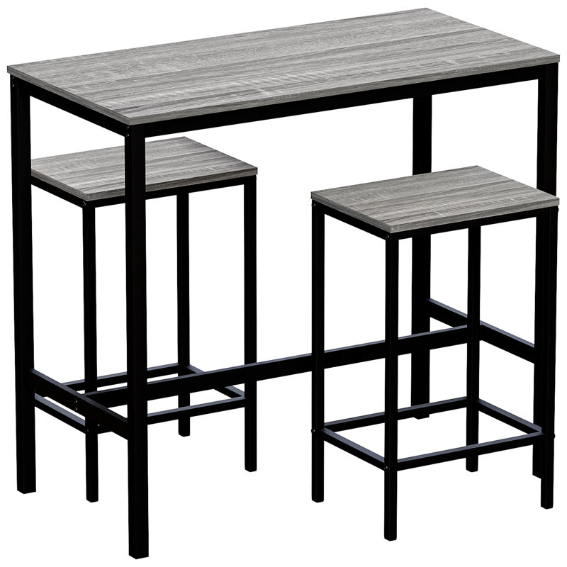 Addlyn 2 - Person Dining Set, Light Grey, Black, Light Grey/Black