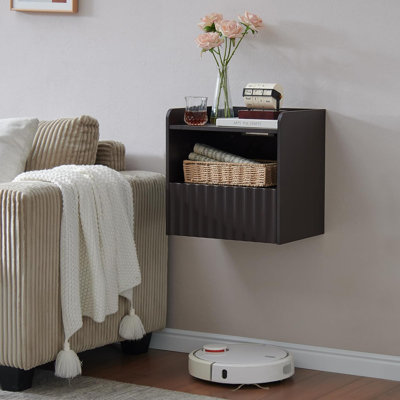 Modern Groove Suspended Bedside Table Wall Mounted