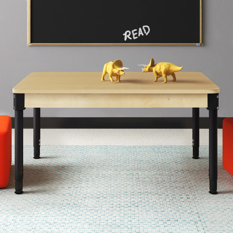 Natural Wood Adjustable Rectangle Activity Table with Laminate Surface