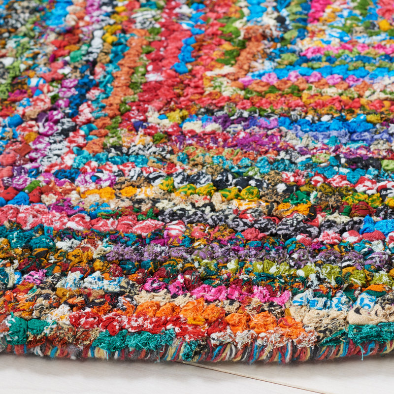 Nantucket Hand Tufted Cotton Pile Chevron Rug, Round 8'
