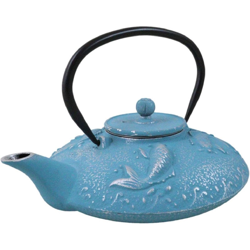 Théière Tetsubin en fonte avec doublure émaillée turquoise
