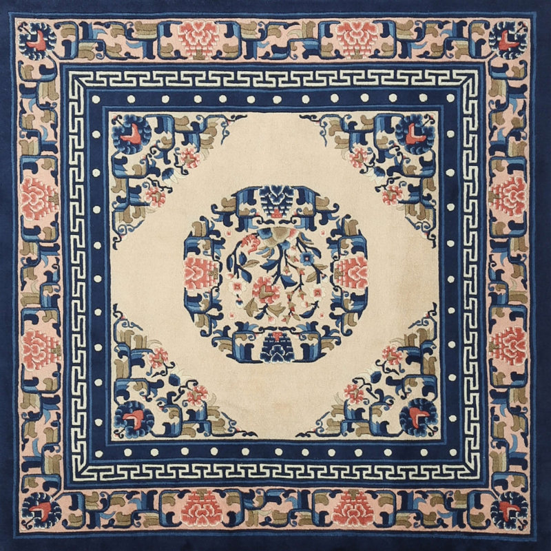 Tapis oriental bleu, Carré 8 pi