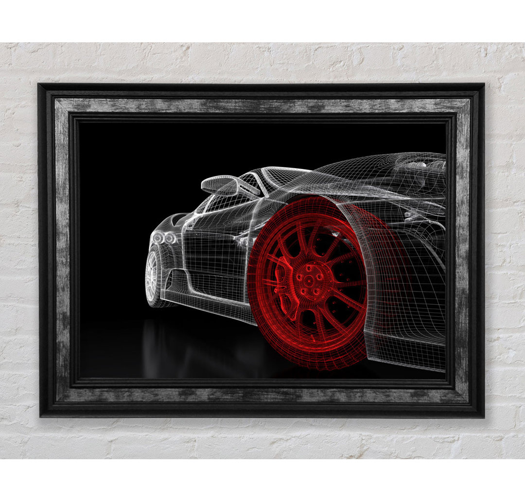 Wireframe Ferrari 1 Gerahmter Druck