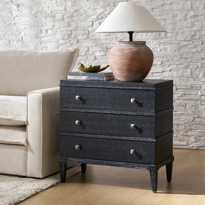 Taesan 27.5" W 3-Drawer End Table with Charging Station 