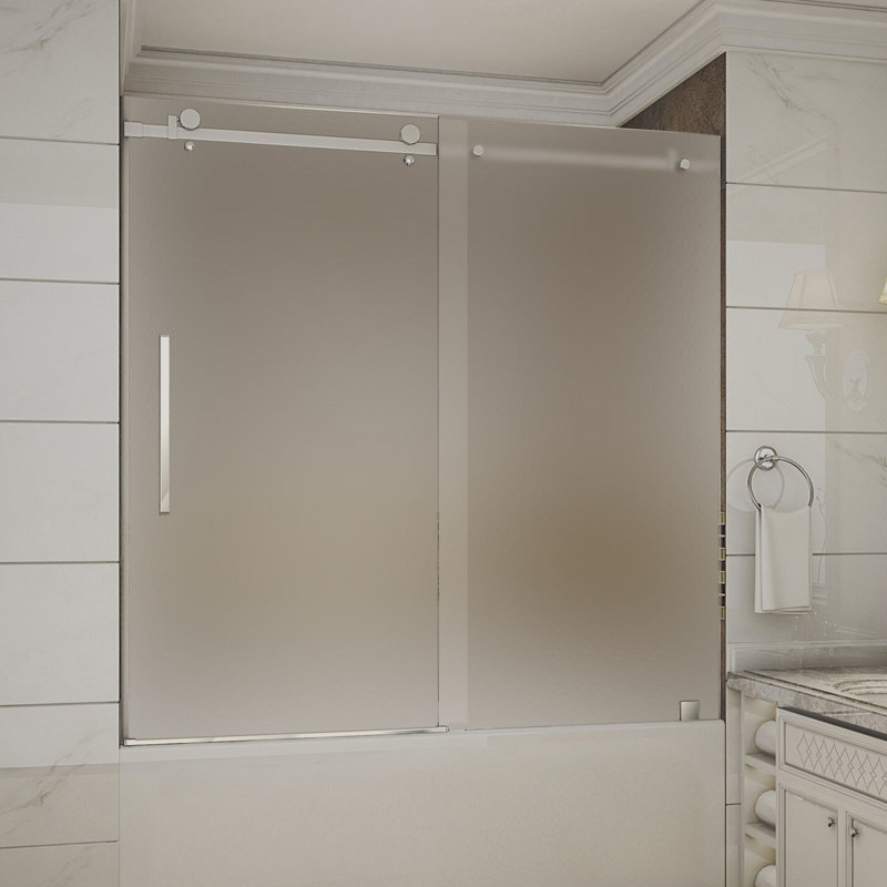 Porte de baignoire coulissante simple sans cadre 60 po x 60 po Moselle, Acier inoxydable