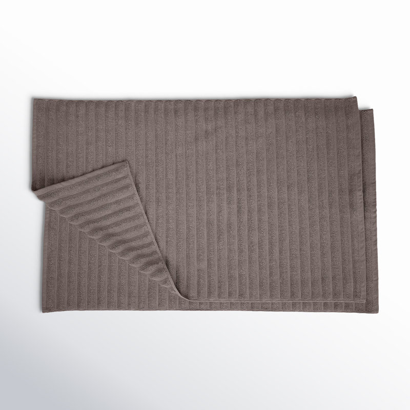 Pardue Cotton Geometric-Striped Reversible 2 Piece Bath Mat Set, Graphite, Solid Color