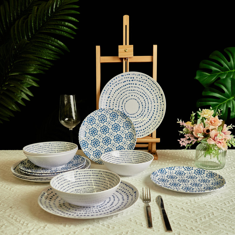 Janielys 12 Piece Melamine Dinnerware Set - Service for 4