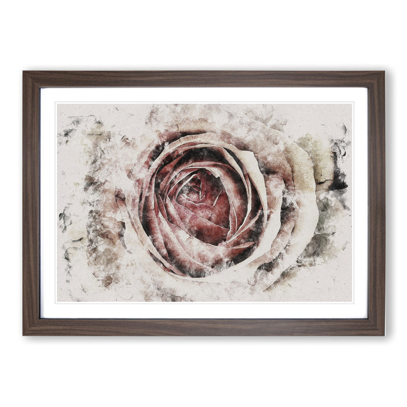 Pink Rose Flower Vol.3 - Picture Frame Painting, 27cm H x 36cm W x 2cm D, Walnut Framed