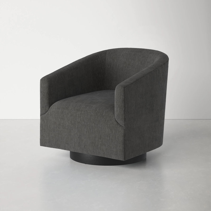 Bevis Upholstered Swivel Accent Chair, Charcoal Tweed