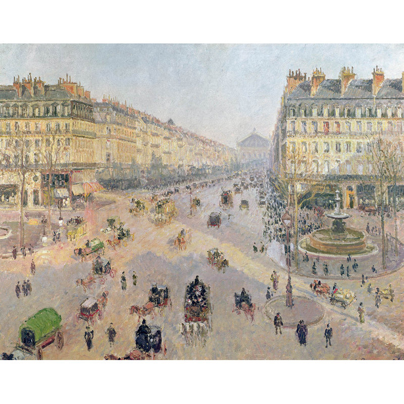 Adhésif décoratif Pissarro l'avenue de l'Opéra (1880), 28 po x 36 po