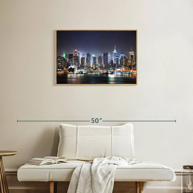 Veilleuses de New York, Cadre flottant en bois naturel, 31 po x 21 po