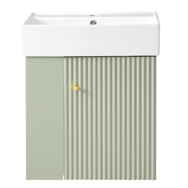 Meuble-lavabo flottant 21,6 pouces avec lavabo en céramique, Vert