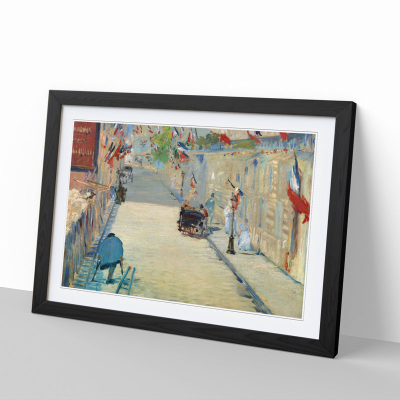 The Rue Mosnier with Flags by Edouard Manet - Framed Print, 36cm H x 48cm W x 2cm D, Black Framed