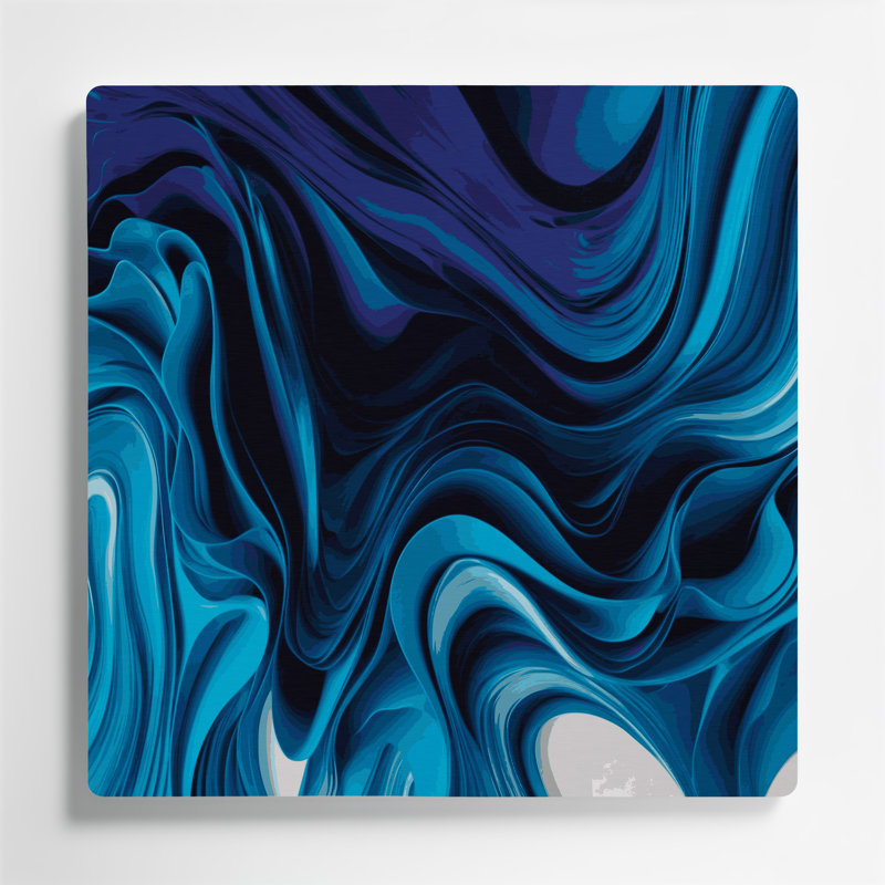 Art mural en métal dégradé abstrait bleu 47, H 12 po x l 12 po