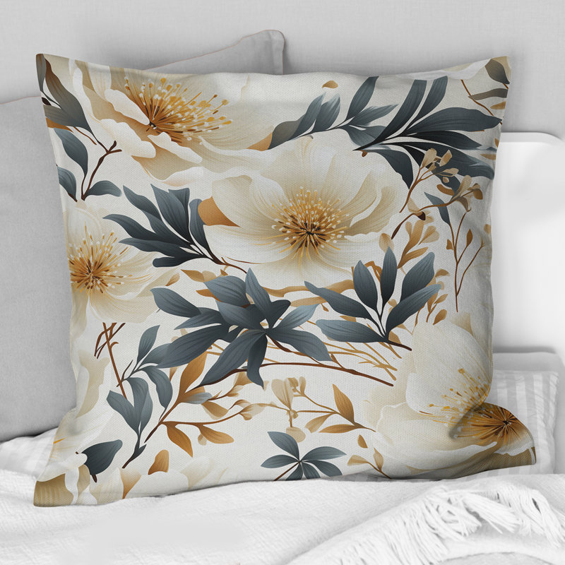 Coussin décoratif à imprimé floral Coastal Tranquil Florals Collage UnveILE IV, H 16 po x l 16 po