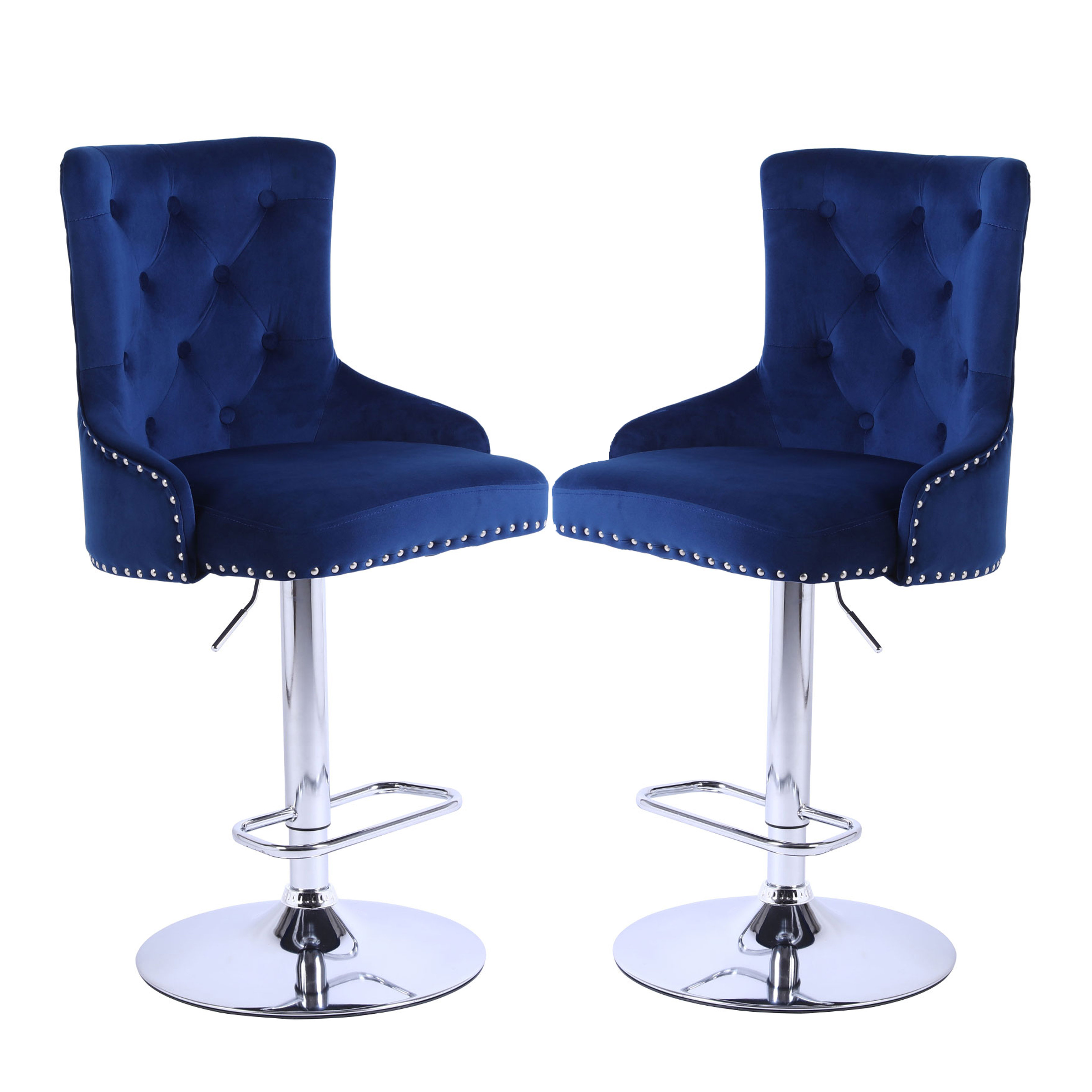 Rosdorf Park Modern Velvet Adjustable Counter Height Bar Stools