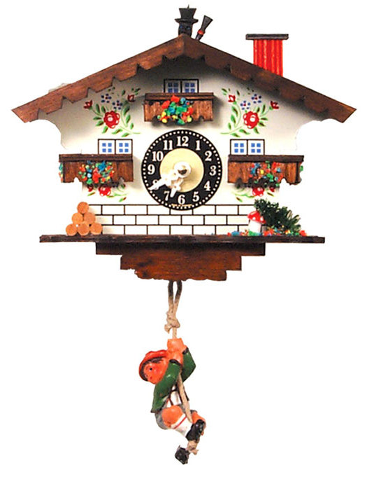Black Forest Cottage Wood Wall Clock with Quartz Movement