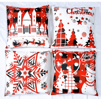 Housse de coussin décoratif Noël rouge 20 po x 20 po