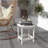 Adirondack Side Table, Square Patio End Table, Weather Resistant 15" Outdoor HDPE Table for Porch, Pool, Balcony, White