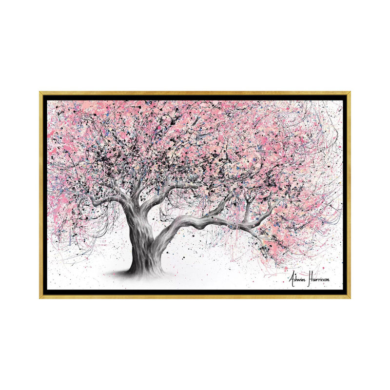 «Taffy Blossom Tree» par Ashvin Harrison - impression, Toile encadrée d'or, Aucun mat, H 32 po x l 48 po x 1,5 po
