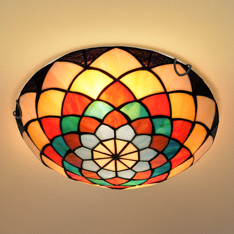 Hoch 12'' Tiffany Flush Mount Ceiling Light