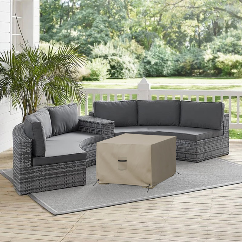 Argyri Heavy Duty Waterproof Outdoor Square Ottoman Deck Box Cover, Weather Proof Devoko Storage Bench Cover, Bryngar Furniture Cover
