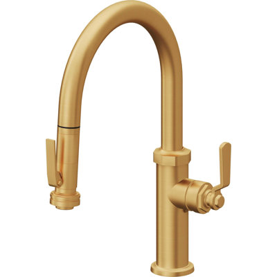 Pull-Down Kitchen Faucet With Squeeze Sprayer - Low Arc Spout