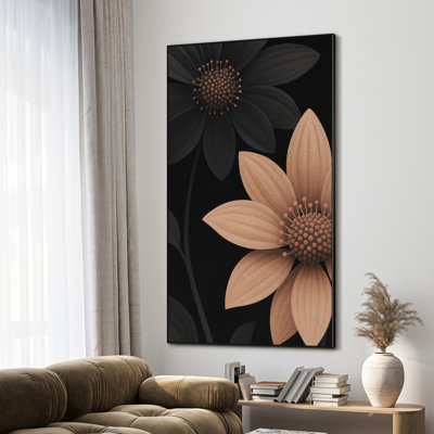 Très grande reproduction d'art sur toile - Fleurs, botanique, œuvre d'art, décoration pour le salon ou la chambre à coucher - «Assemblage requis du cadre (cadre non fini)»