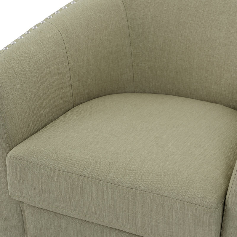Fauteuil demi-tonneau pivotant Aunna, Mélange de polyester chameau clair