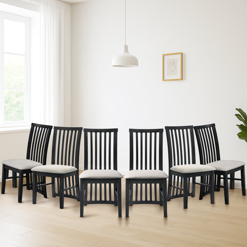 Slat Back Side Chair (Set of 6), Black