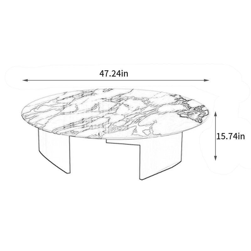 Table basse Minimalist Luxury Stone, H 15,74 po x L 47,24 po x l 47,24 po, Doré
