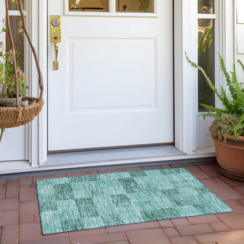 Seafoam Rectangular Machine Washable Indoor/Outdoor Rug