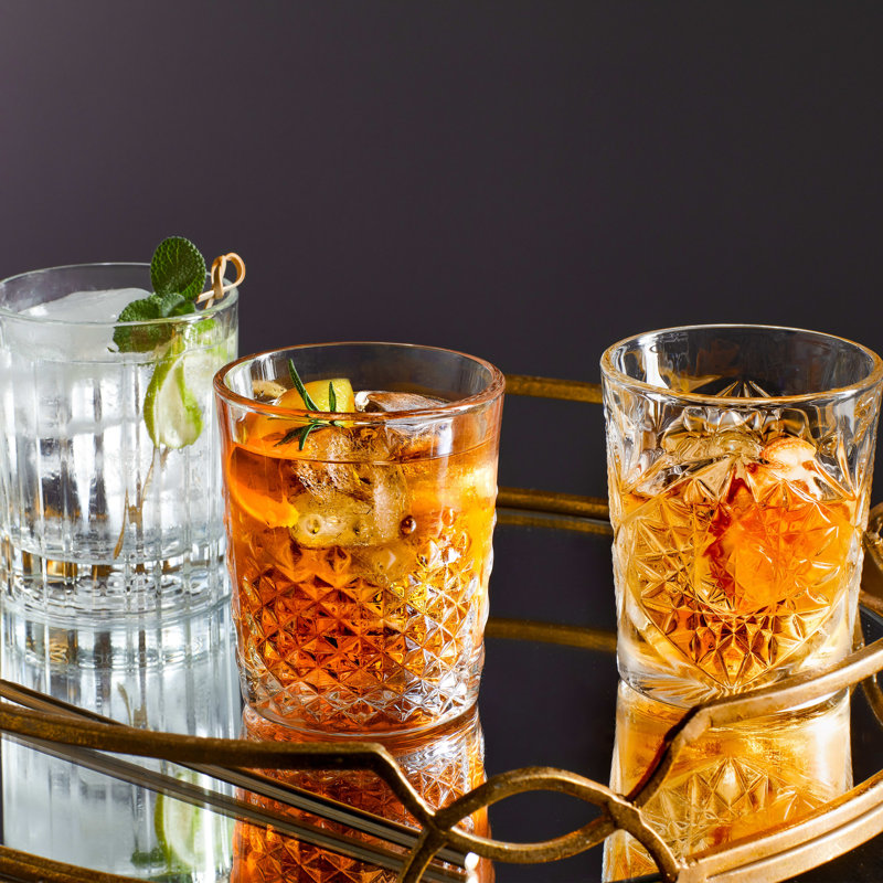 Libbey Flashback 12 oz Ridged Double Old Fashioned Glasses Set
