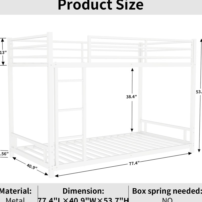Simple en métal sur lit superposé - et élément de qualité de fabrication fiable, considérablement réduit le bruit, garde-corps ajusté, blanc robuste, stable, abattu, ajouté,