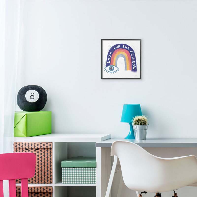 Inspirational Rainbow Quote Eye Symbols 12" x 12" Black Framed Wall Art