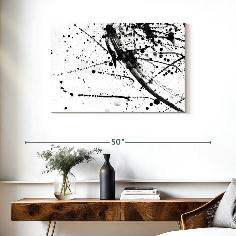 Avery Abstract Black And White, 24" H x 36" W