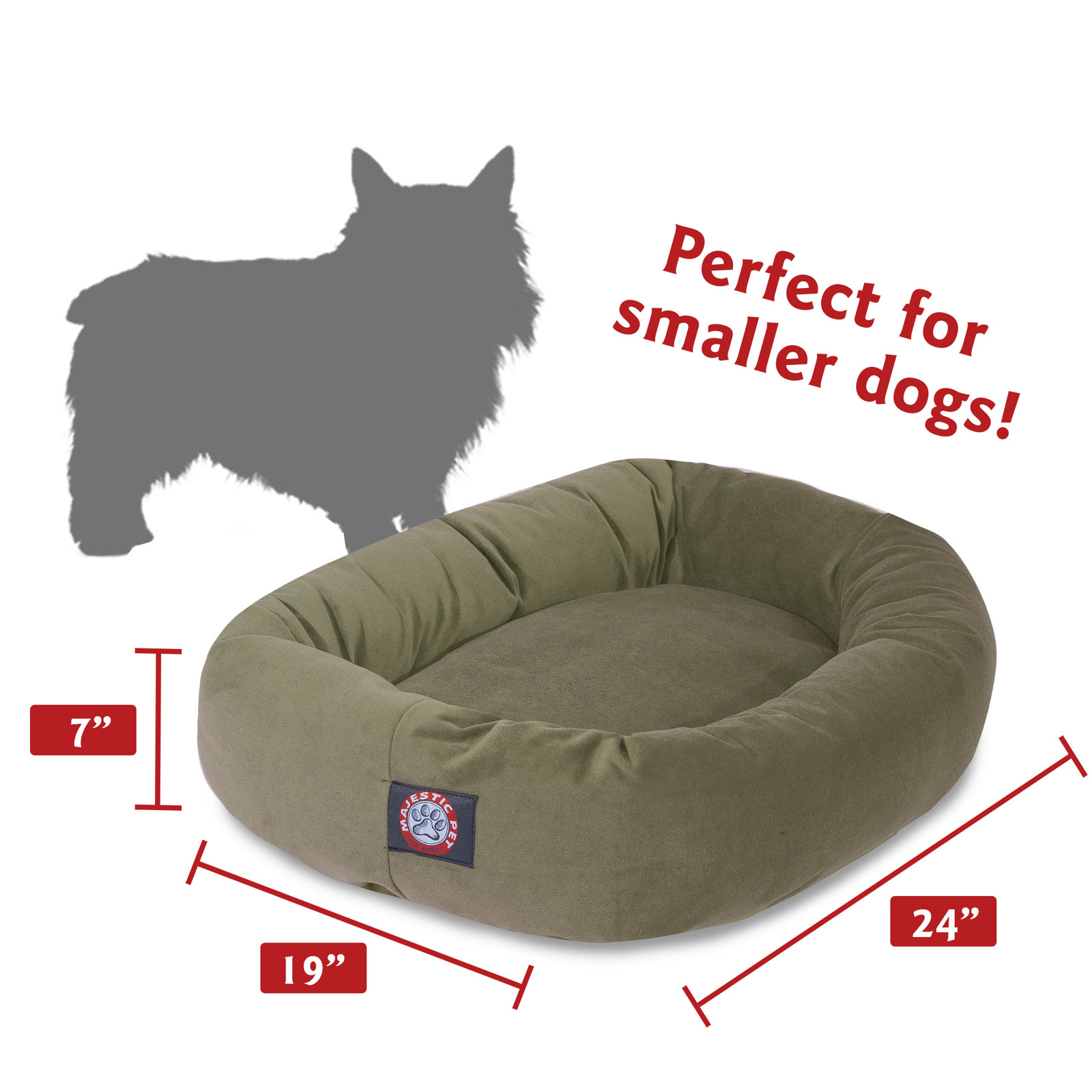 Bolster Pet Bed, Sage, Small (19" W x 24" D x 7" H)
