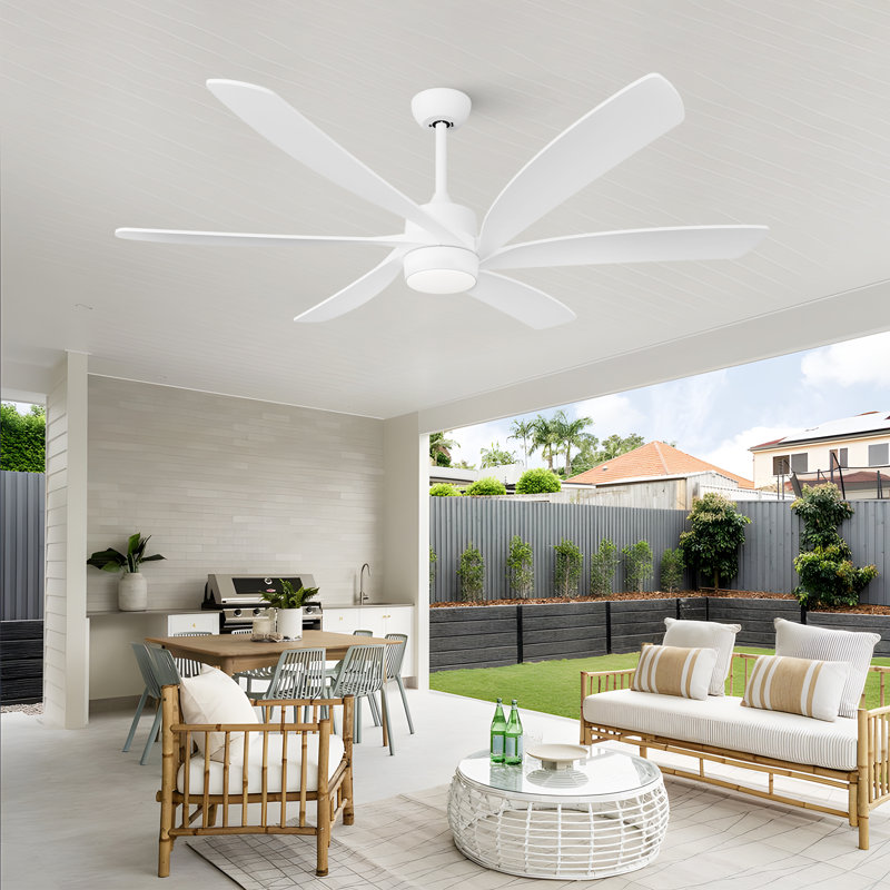 64" Modern Industrial Ceiling Fan With Light, 6 Abs Blades, Quiet Dc Motor, Perfect For Indoor/outdoor Use In Patio, Gazebo, Garage