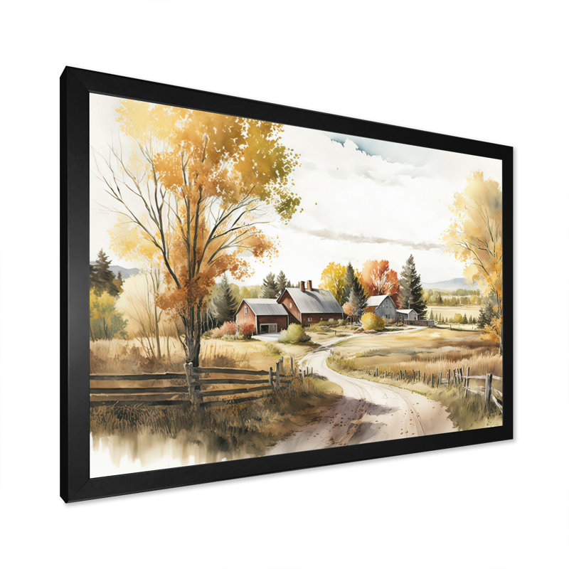 Magnifique grange au printemps - art mural sur toile de campagne / campagne, H 12 po x l 20 po x P 1 po, Cadre noir