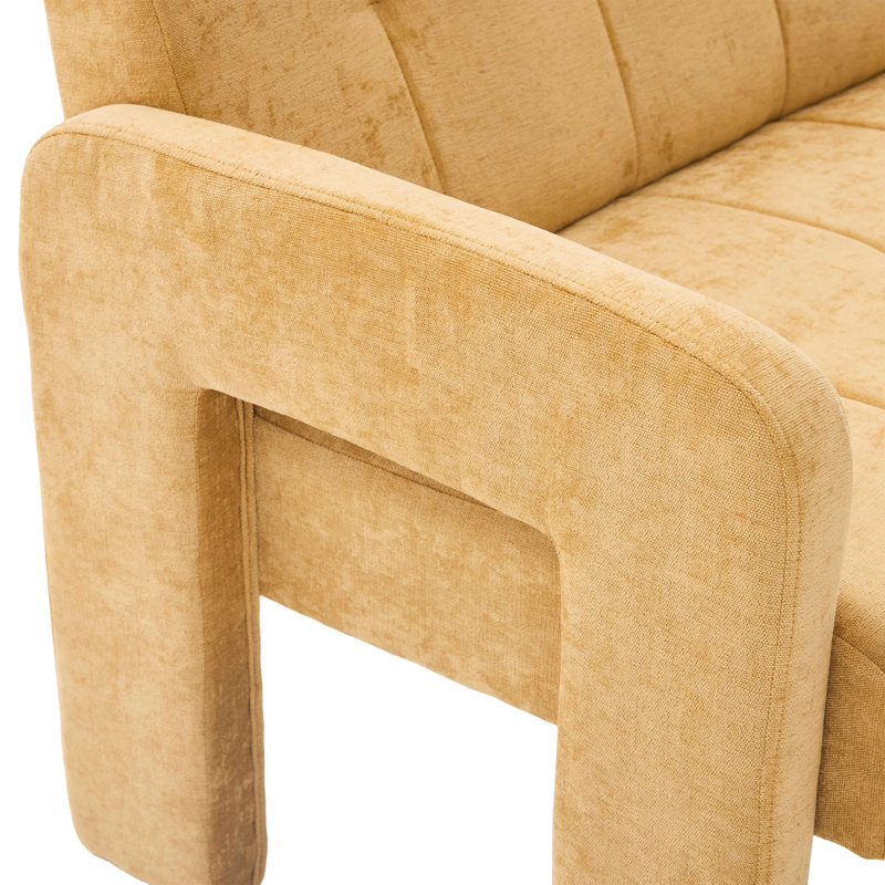 Fauteuil nordique moderne en chenille jaune avec accoudoirs doubles pour balcon de chambre à coucher et de salon