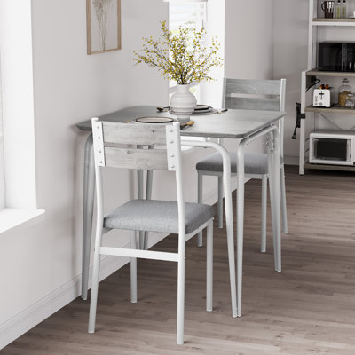 Ensemble de table de salle à manger 3 pièces pour 2 personnes, table de cuisine carrée avec chaises rembourrées ergonomiques, coin-repas compact pour appartement, coin-repas et chambre à coucher