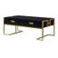 Table basse moderne moderne noire avec 4 tiroirs et base dorée de 47,3 po (table incluse seulement)-2108357457