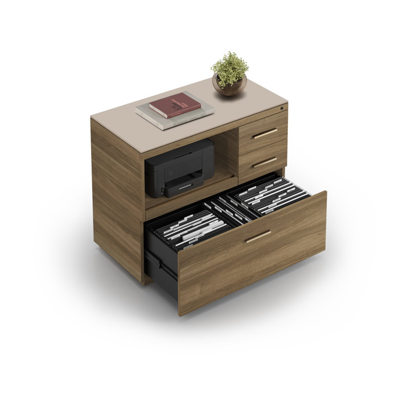 Sequel Studio Multifunction Credenza - 6617, Neo Walnut/Bronze