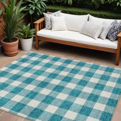 Tapis bleu sarcelle lavable 8 pi x 10 pi bleu et gris