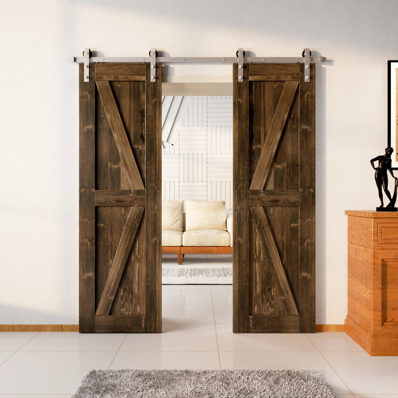 Ensemble de quincaillerie d'installation de porte en nickel massif brossé K Design, L 28 po x H 84 po, Brun foncé