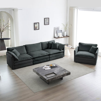 Ensemble de canapé modulaire 2 pièces, ensemble de canapés modulaires de salon, canapé à assise profonde pour salon, 1 + 3 places en chenille